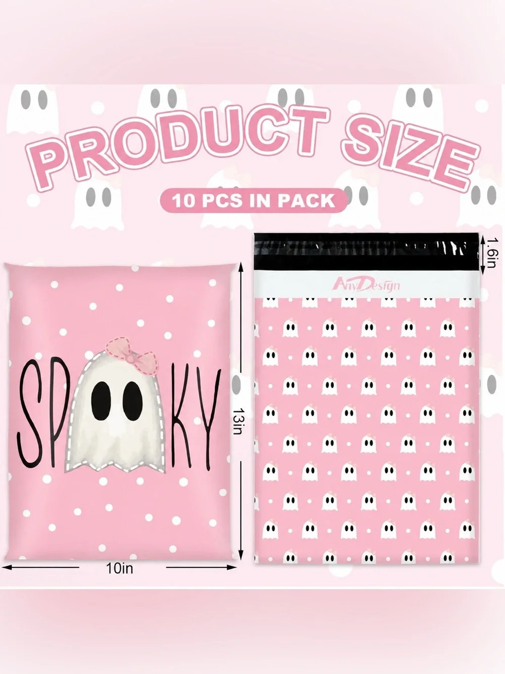10 Mailers 10x13 inch Spooky Ghost NIP